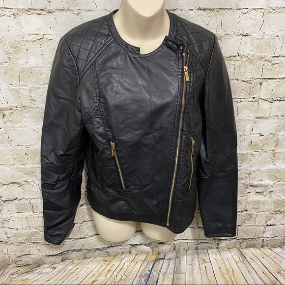 Calvin Klein Vegan Leather Quilted Moto Jacket - Picture 1 of 6